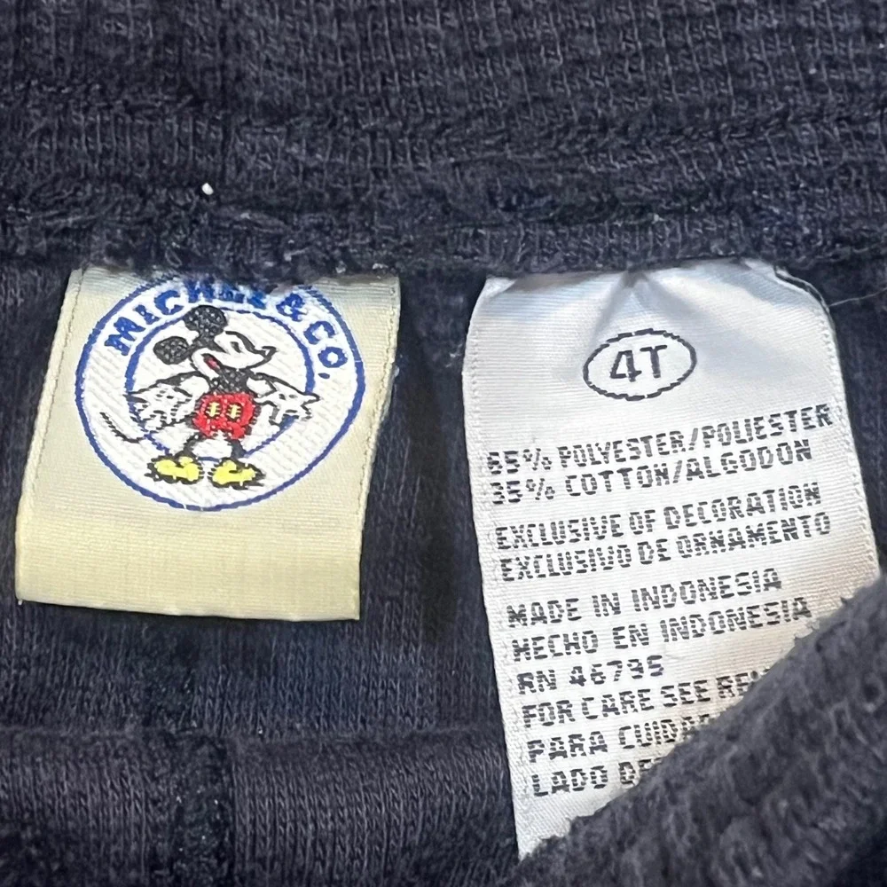 Mickey & Co Vintage Goofy Baseball Thermal Waffle Knit Shorts Kids 4T Navy Black